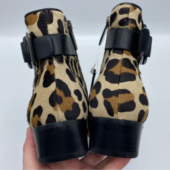 Aquatalia Faria Leopard Print Weatherproof Genuine Calf Hair Ankle Booties - Picture 6 of 14